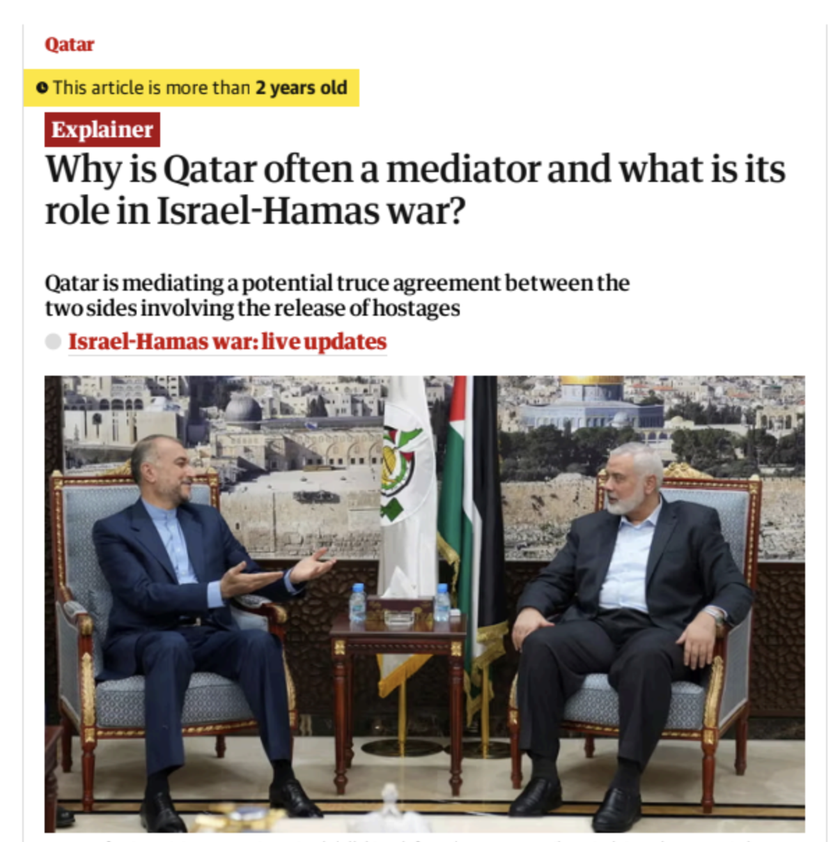 The Guardian — Why is Qatar often a mediator and what is its role in the Israel-Hamas war?