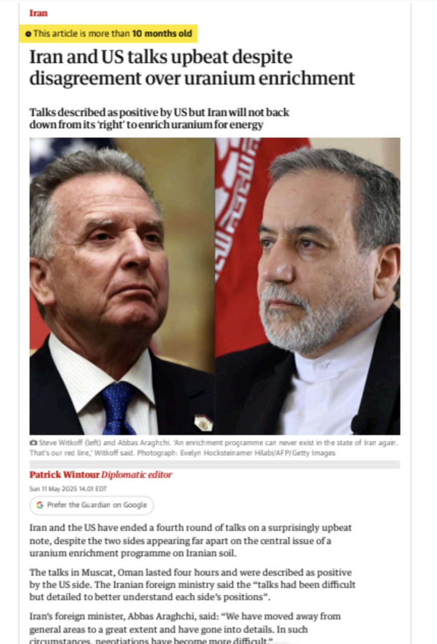 The Guardian — Iran and US talks upbeat despite disagreement over uranium enrichment