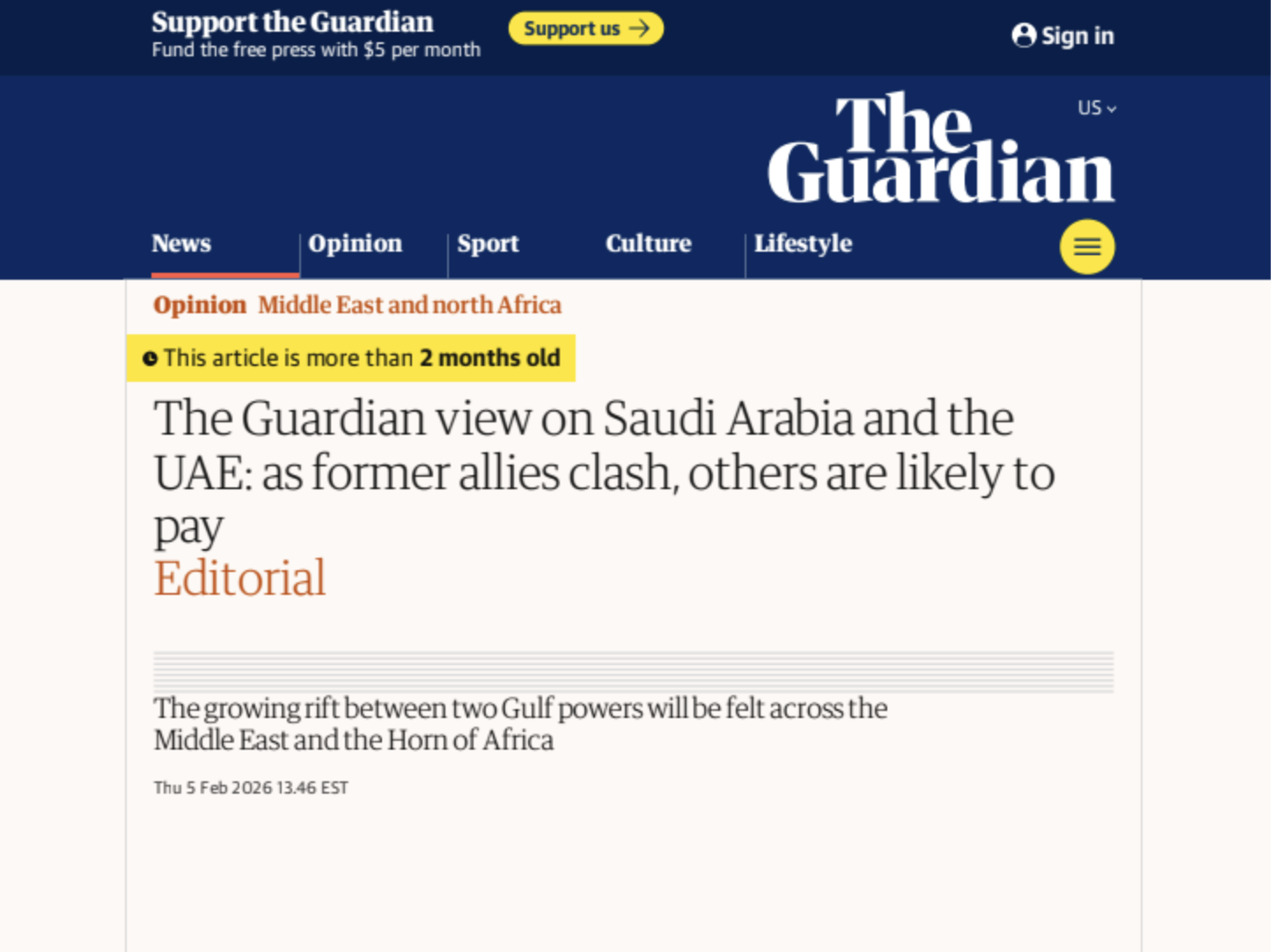 The Guardian — The Guardian view on Saudi Arabia and the UAE: as former allies clash, others are likely to pay