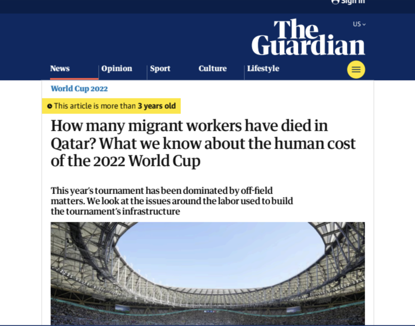 The Guardian — How many migrant workers have died in Qatar? The human cost of the 2022 World Cup
