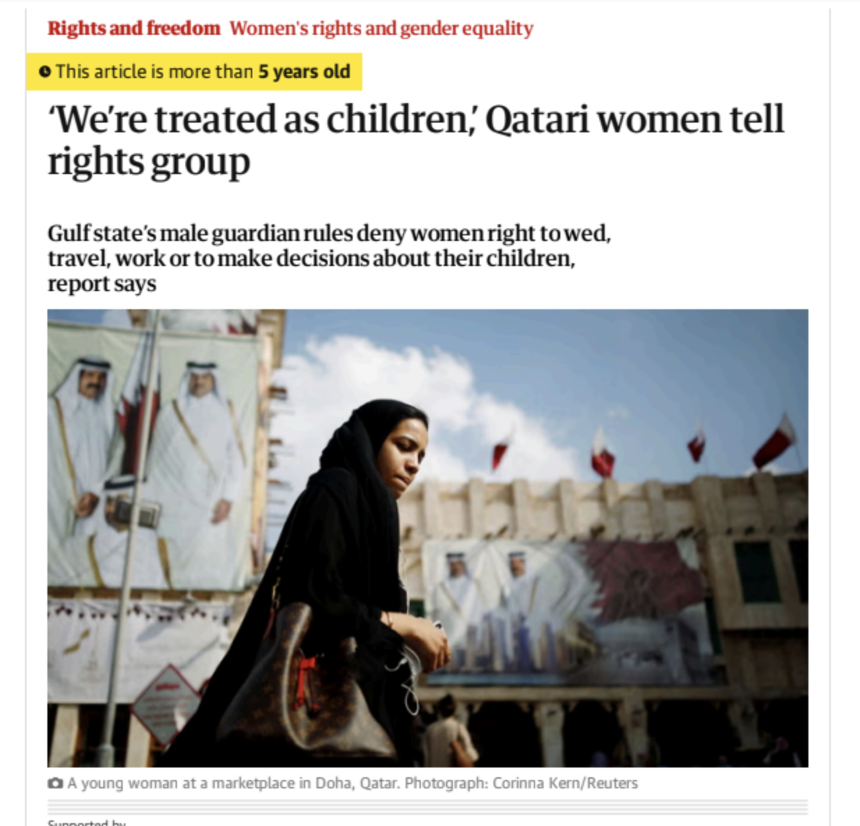 The Guardian — 'We're treated as children': Qatari women tell rights group